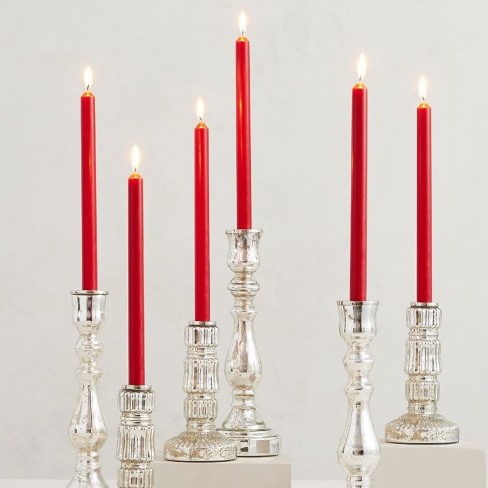 Crate&Barrel Red Taper Candle Set